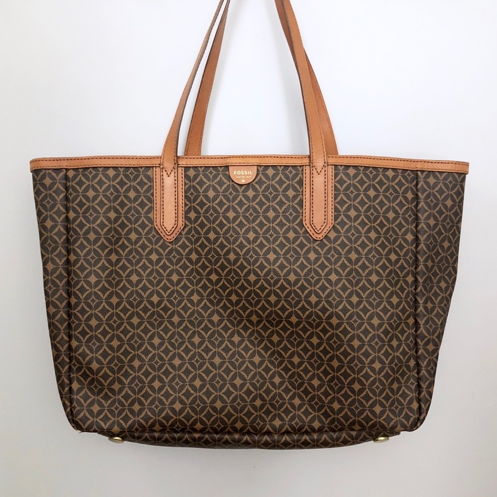 Fossil Signature Print Large Shopper Tote Bag - image 1